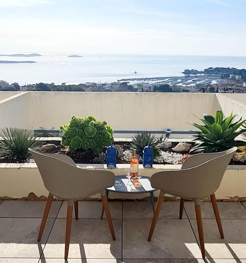 Vue Mer Panoramique - Grande Terrasse Et Piscine Bandol Kültér fotó